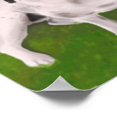 Poster Chien-taureau français noir et blanc sur l'herbe - (Coin)