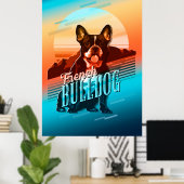 Poster Chien-taureau français rétro graphique ID754 multi (Bureau à domicile)