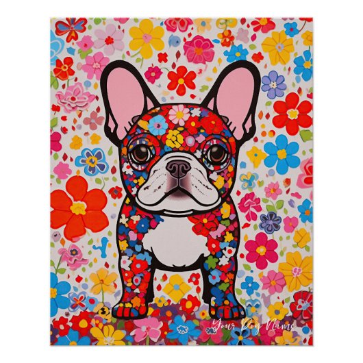 Poster Chien-taureaux et fleurs français 001 - Bijou sur (Devant)