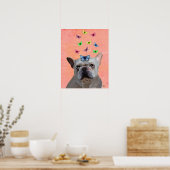 Poster Chien-taureaux et papillons français blancs (Cuisine)