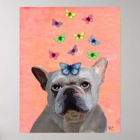 Chien-taureaux et papillons français blancs
