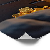 Poster Chien-taureaux français Pirate bleu jaune or (Coin)