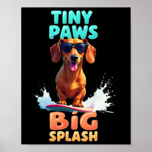 Poster Chien Teckel Cool Surfant Pour Hommes Femmes Fille