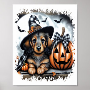 Poster Chien teckel Halloween