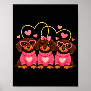 Poster Chien teckel mignon Saint-Valentin amant romantiqu