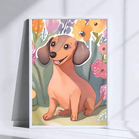 Poster Chien Teckel Puppy | Art d'animal de compagnie Chi