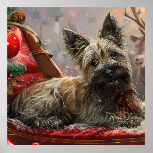 Poster Chien Terrier Skye Noël Festif