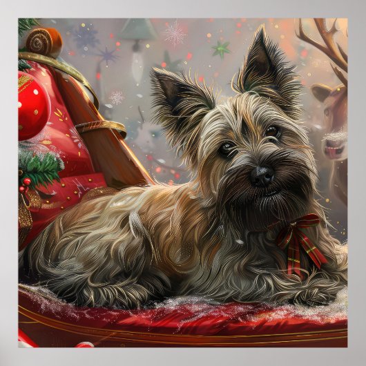 Poster Chien Terrier Skye Noël Festif (Devant)