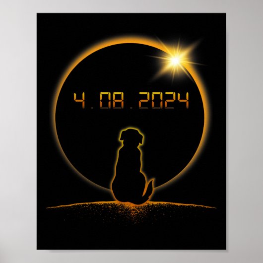 Poster Chien total éclipse solaire (Devant)