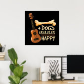Poster Chien Ukuleles heureux (Bureau à domicile)