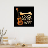 Poster Chien Ukuleles heureux (Cuisine)