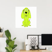 Poster Chien vert de chaux. Caricature à la main mignonne (Bureau à domicile)