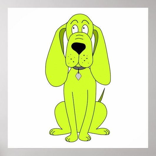 Poster Chien vert de chaux. Caricature à la main mignonne (Devant)