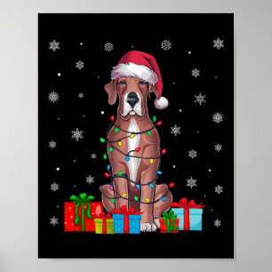 Poster Chien Vilain Noël Lumières Santa Hat Grand Chien D