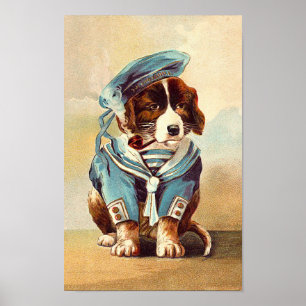 Poster Chien vintage de marin