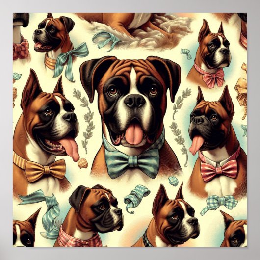 Poster Chien vintage sans soudure (Devant)