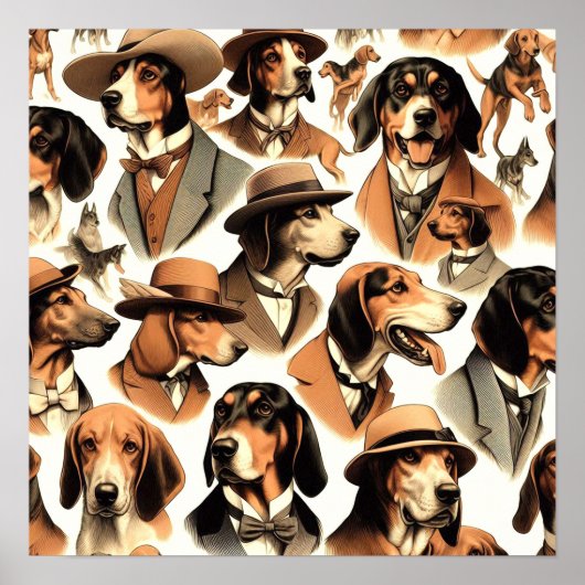 Poster Chien vintage sans soudure (Devant)