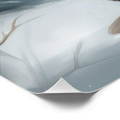 Poster Chien Weimaraner à Noël de neige (Coin)