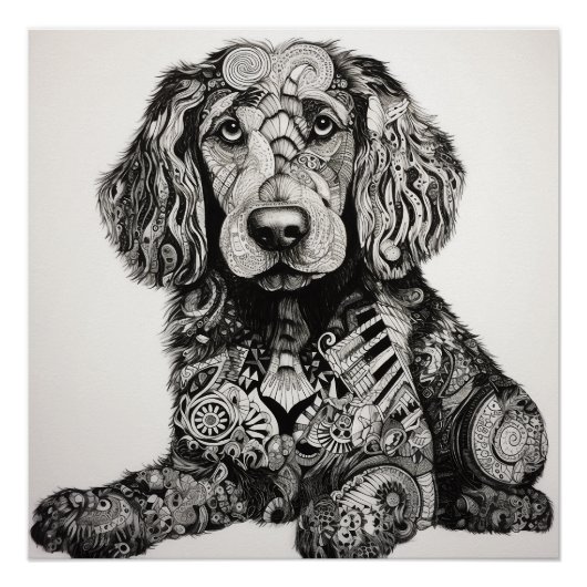 Poster Chien Zentangle (Devant)