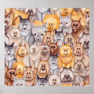 Poster Chiens à l'aquarelle : plaisir sans couture fantai
