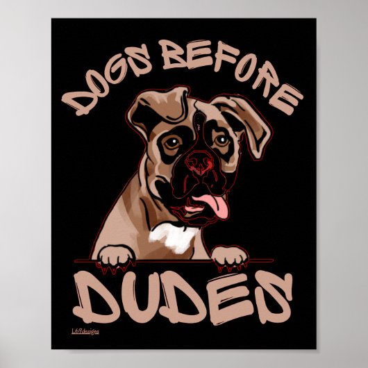 Poster CHIENS AVANT DUDES Olde English Bulldog drôle chie (Devant)