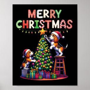Poster Chiens Beagles de Noël Amoureux des animaux animau