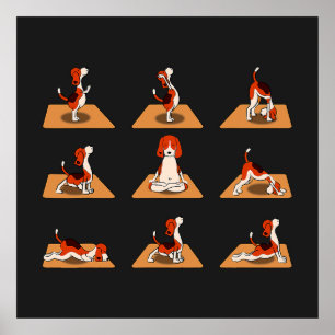 Poster Chiens Beagles mignons Yoga Asana Poses