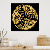 Poster Chiens celtes or ornement traditionnel art numériq (Cuisine)