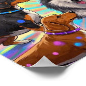 Poster Chiens Chiots avec fond arc-en-ciel (Coin)