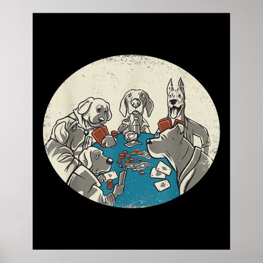 Poster Chiens cool Jouer Cartes Poker Texas Holdem (Devant)