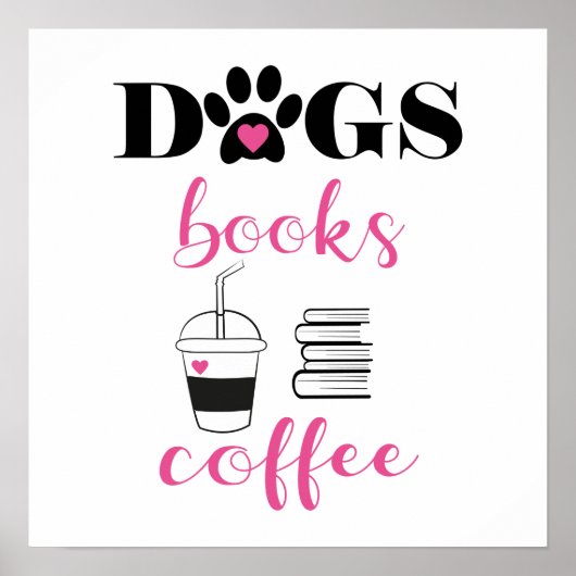 Poster Chiens Cute Livres Café Typographie moderne (Devant)