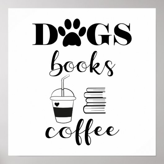 Poster Chiens Cute Livres Café Typographie moderne (Devant)