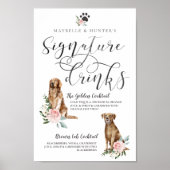 Poster Chiens d'aquarelle mignonne Boissons Signature Cou
