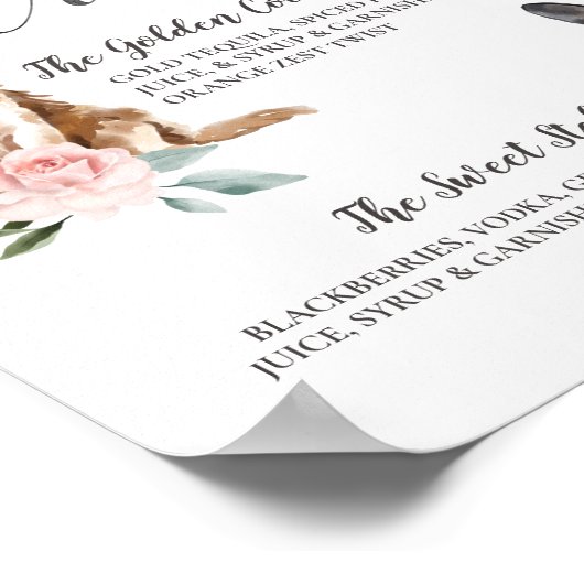 Poster Chiens d'aquarelle mignonne Boissons Signature Cou (Coin)