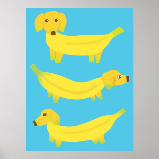 Poster Chiens de banane jaune mignon (Devant)