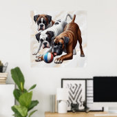 Poster Chiens de boxer joueurs (Bureau à domicile)
