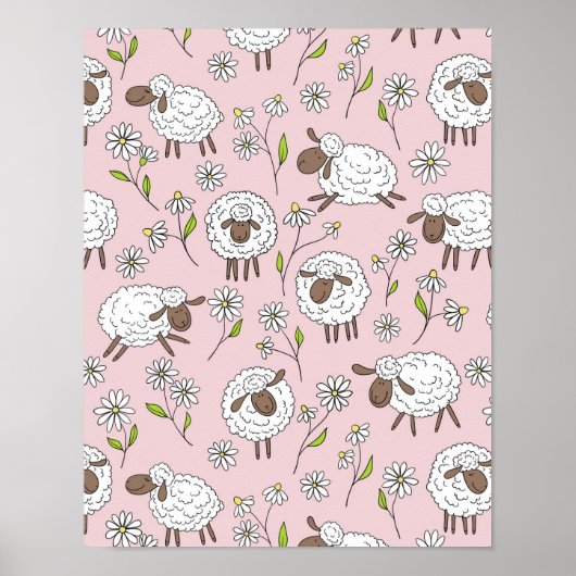 Poster Chiens de comptage sur coton bonbon rose (Devant)