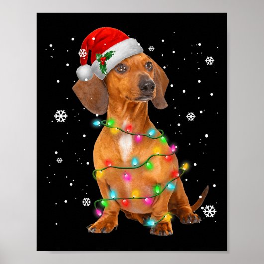 Poster Chiens de Dachshund Arbre Noël Chandail Noël Noël (Devant)
