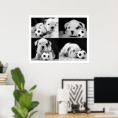 Poster "Chiens de football" English Bulldog Collage (Bureau à domicile)