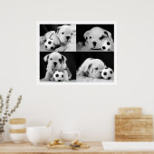 Poster "Chiens de football" English Bulldog Collage (Cuisine)