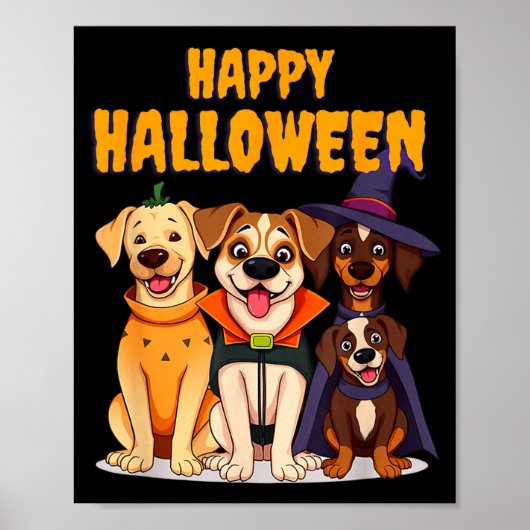 Poster Chiens de Halloween mignons drôles - Design unique (Devant)