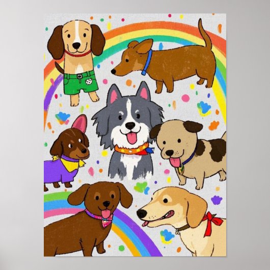 Poster Chiens de jeu Petits chiens (Devant)