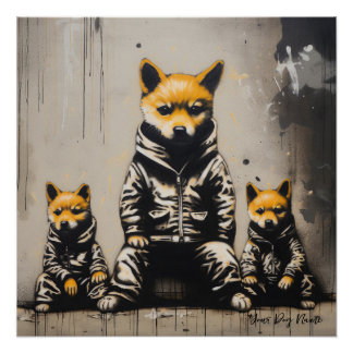 Poster Chiens de marionnettes amis Shiba Inu 002 - Raimon