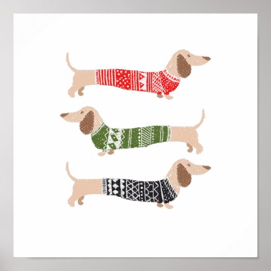 Poster Chiens de marionnettes Chiens de Noël Chandail vac (Devant)