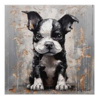 Poster Chiens de marionnettes de Boston Terrier 005 - Rai
