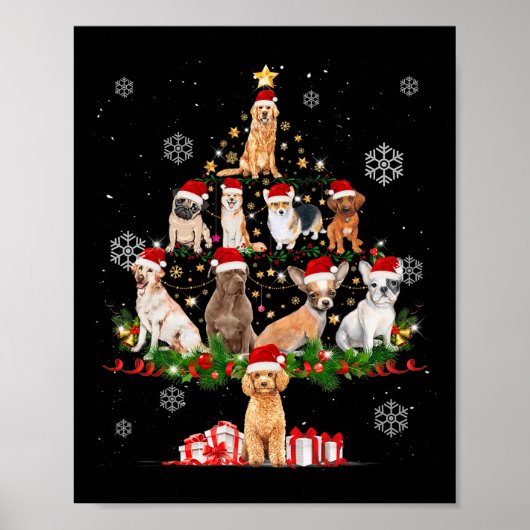 Poster Chiens de Noël Chiens de Noël Lumières Chiens Amat (Devant)