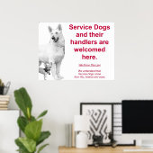 Poster Chiens de service sont les bienvenus (Bureau à domicile)