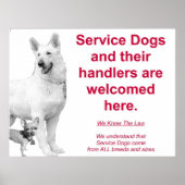 Poster Chiens de service sont les bienvenus (Devant)