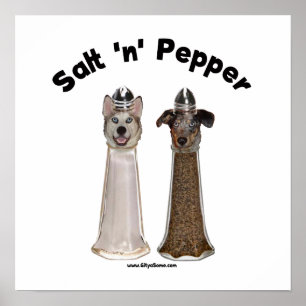 Poster Chiens de Shakers de sel et de poivre