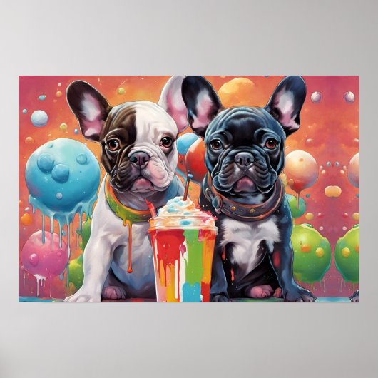 Poster Chiens de taureau français, Milkshake (Devant)